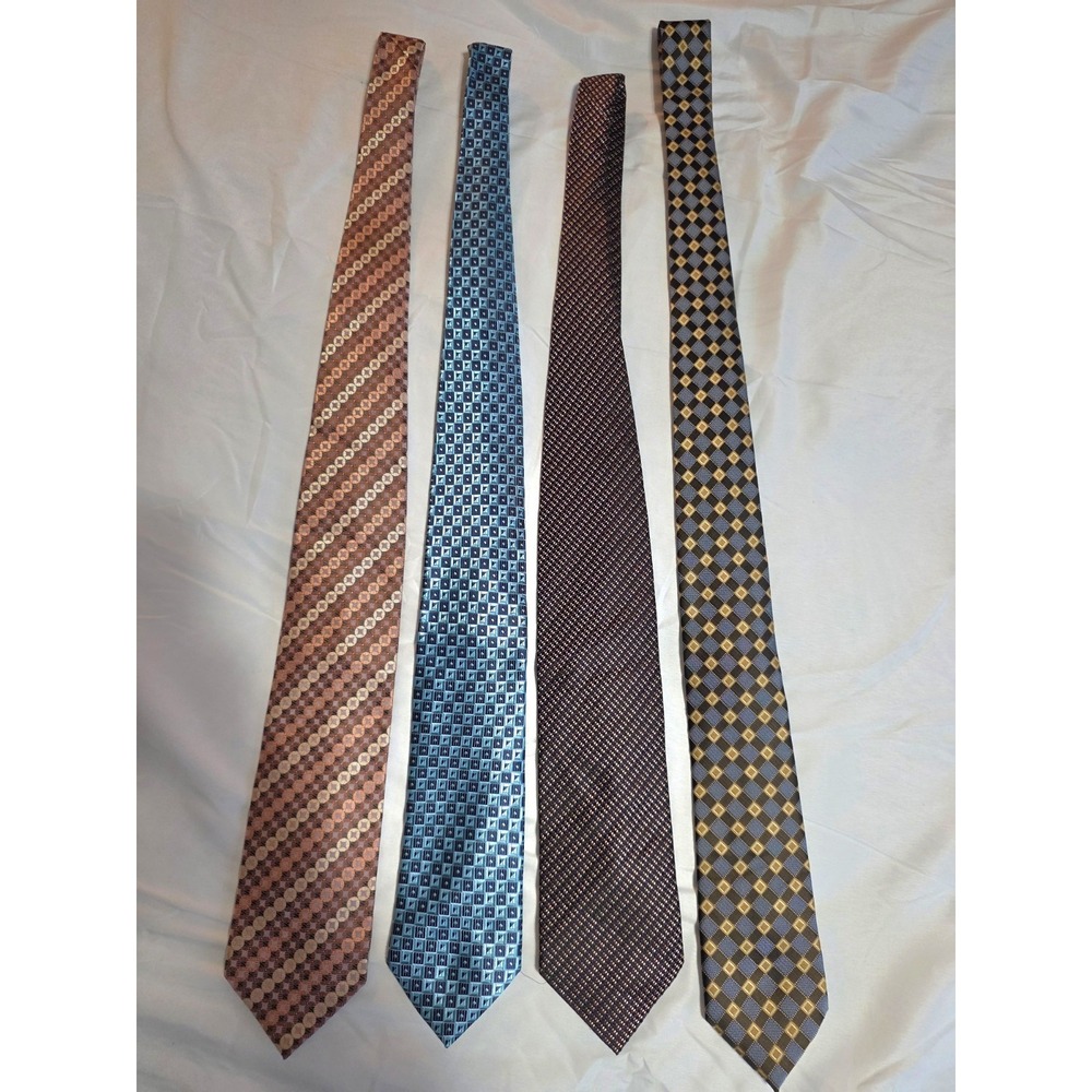 Lot of 4 Men's Designer Valerio Garati Multicolor Geometric Ties NWOT